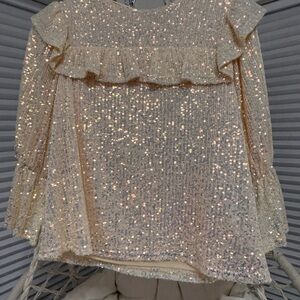 G.P.D. Elegant Cream Sequin Top